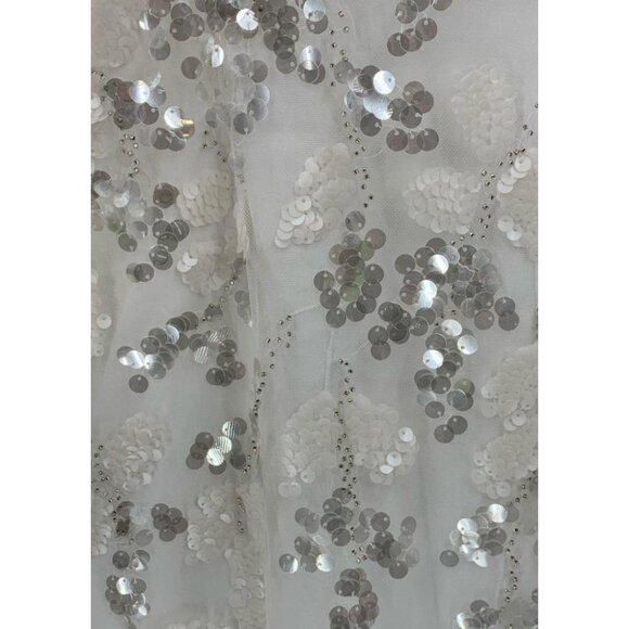 Never Fully Dressed Womens White Sansa Sequin Spaghetti Strap Slip Dress Size 4 - Picture 12 of 15